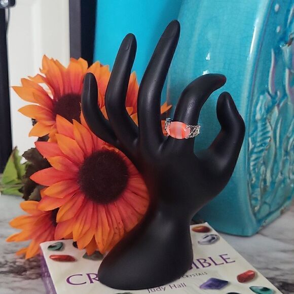 Natural Crystal Agate Silver Plated Basic Victorian Style Band Ring Size 7.5 - Picture 7 of 17